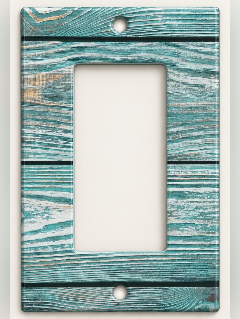 Handmade Teal Distressed Wood Rocker Light Switch Cover Plate